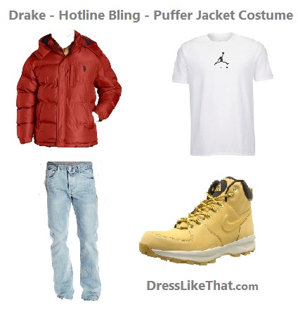 Drake Hotline Bling Puffer Jacket Costume Dress Like That